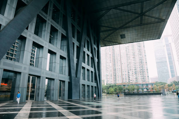Shenzhen: Shenzhen new stock exchange building in financial district of Shenzhen, China. One of the three stock markets in China.
