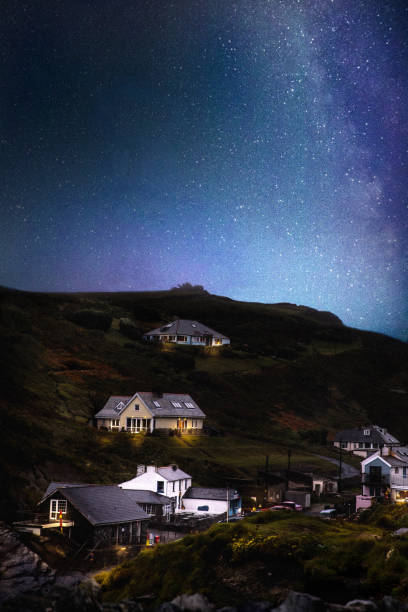Tingagel Village at night with a beautiful stars sky