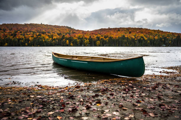 istock Journey at Park, Canada. Typical canoe in front of the lake 836199898