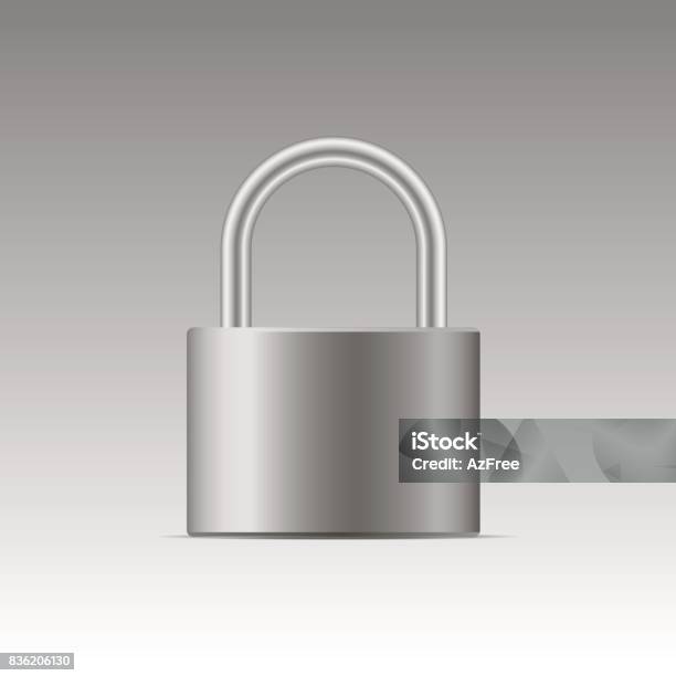 Vector Style Padlock Realistic Metal Padlock Vector Stock Illustration - Download Image Now ...