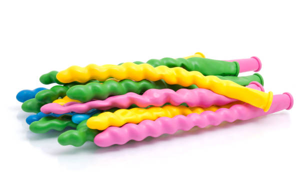 istock Colorful balloons without air isolated on white background 836213522