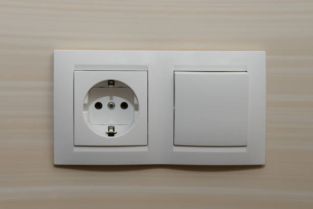 istock Double socket with a switch on the wall of tiles 836219470