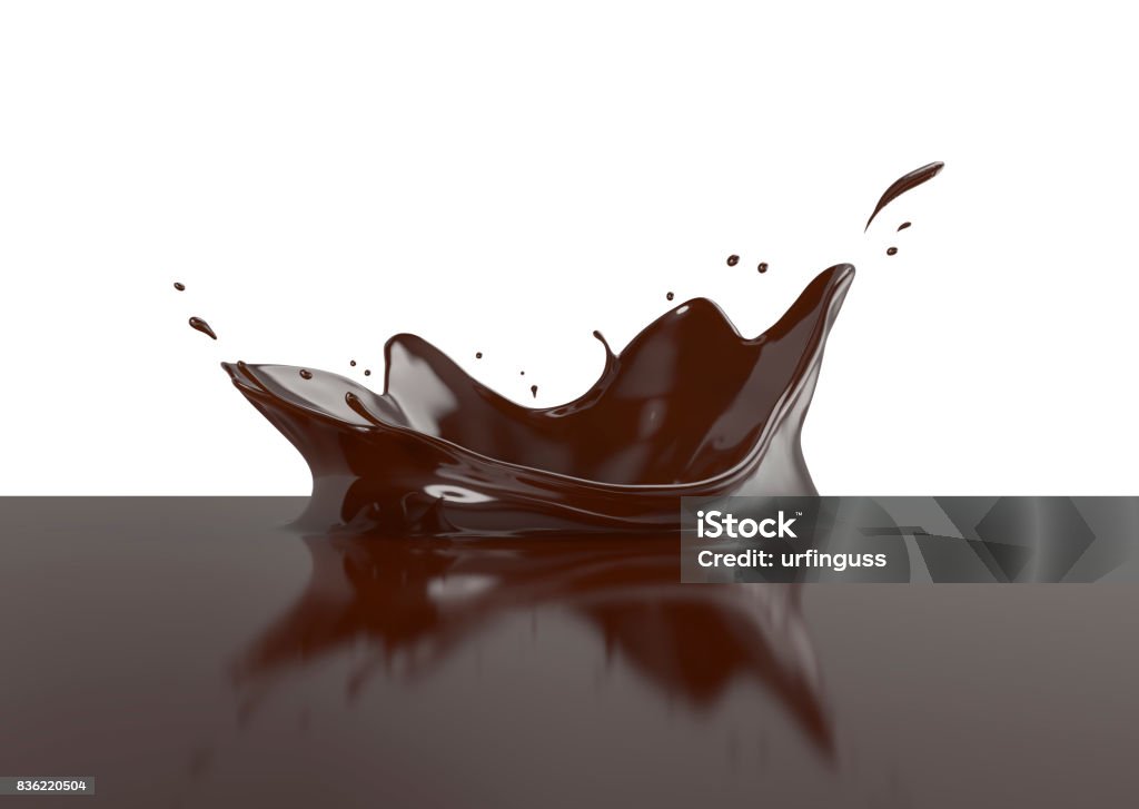 milk chocolate splash milk chocolate splash 3d illustration Chocolate Stock Photo