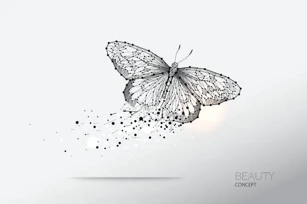 Vector illustration of Abstract vector illustration of butterfly moving