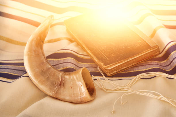기도 목도리-tallit, 유태인 종교적인 상징의 추상 이미지 - yom kippur 뉴스 사진 이미지