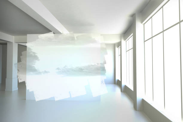 istock Abstract screen in room showing cloudy sky 836251748