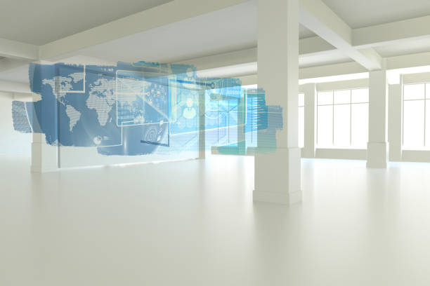 istock Abstract screen in room showing global communication 836252456