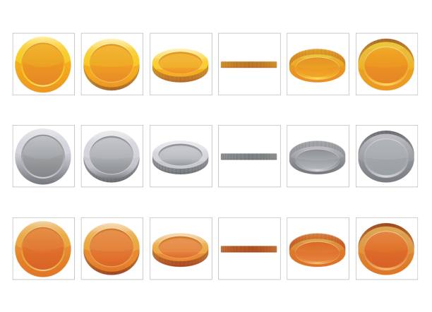 ilustrações, clipart, desenhos animados e ícones de animação de folha de sprite fx da moeda - looping animation