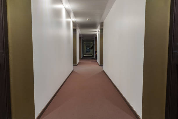 istock view of the long corridor in a hotel 836258964