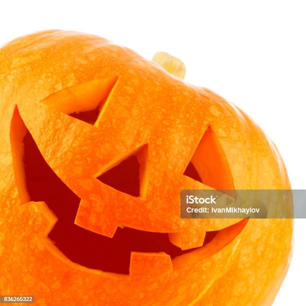 Halloween Pumpkin On White Stock Photo - Download Image Now - Pumpkin, Carving - Craft Product, Jack O' Lantern