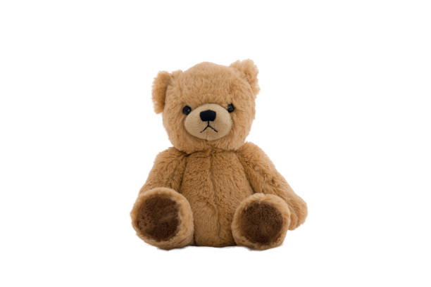 istock Brown teddy bear sitting isolated on white background 836265502