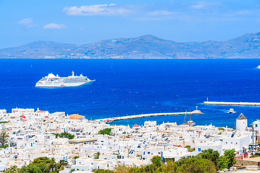 Mykonos is a Greek island, part of the Cyclades, lying between Tinos, Syros, Paros and Naxos.