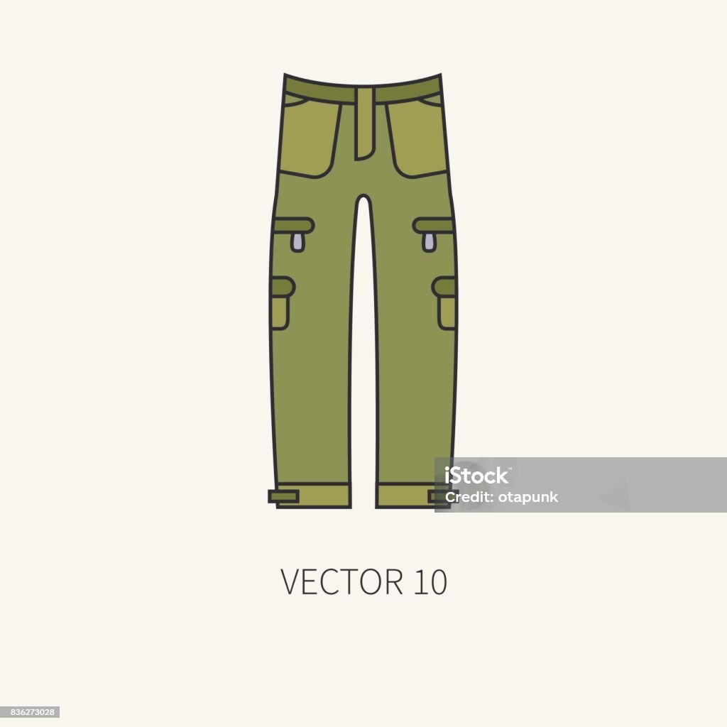 Ilustración de Línea Plana Color Vector Caza Y Camping Icono Pantalones Color Caqui Equipo De Hunter Armamento Estilo De Dibujos Animados Retro Viaje De La Vida Silvestre Camuflaje El Bosque Ilustración Y Ilustración de Línea Plana Color Vector Caza Y Camping Icono Pantalones Color Caqui Equipo De Hunter Armamento Estilo De Dibujos Animados Retro Viaje De La Vida Silvestre Camuflaje El Bosque Ilustración Y