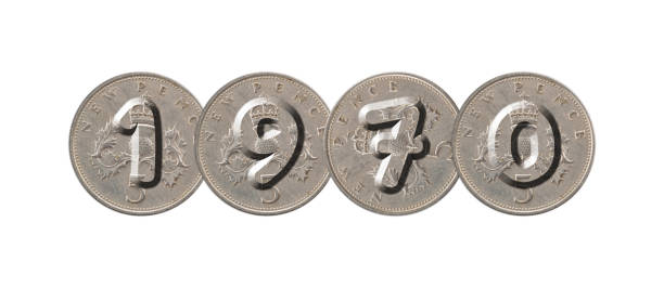 istock 1970 – Five new pence coins on white background 836276310