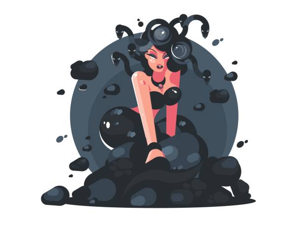 ilustraciones, imágenes clip art, dibujos animados e iconos de stock de monstruo de medusa gorgon - gorgon