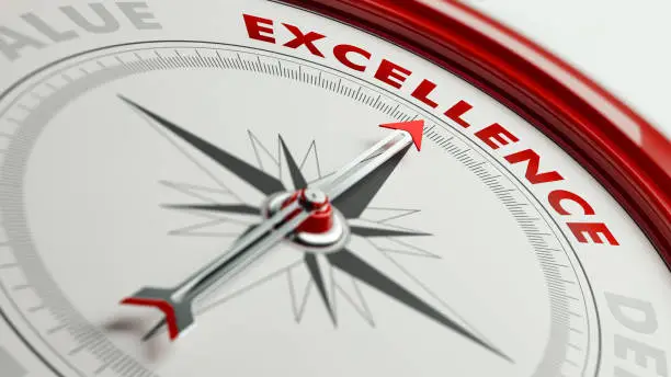 Photo of Excellence Concept: Arrow of A Compass Pointing Excellence Text