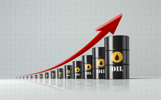 Red Arrow and Tiny Oil Barrels Demonstrating Growth in Supply and Demand
