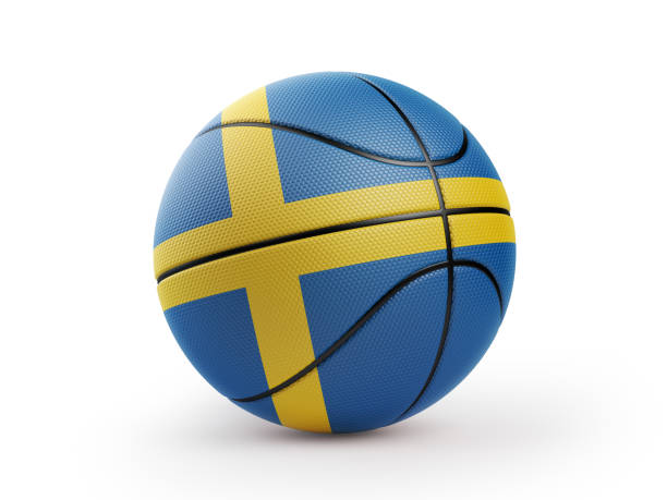 istock Basketball Ball Textured with Swedish Flag Isolated On White Background 836286722