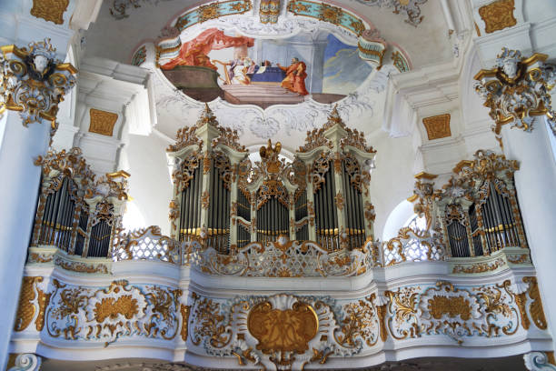 istock Beautiful old organ inside White church Beieren Germany 836288574