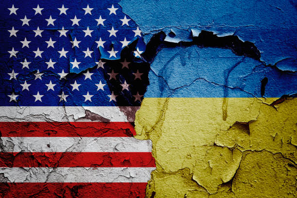 istock flag USA america and Ukraine 836291250