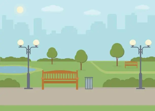 Vector illustration of Public park in the city.