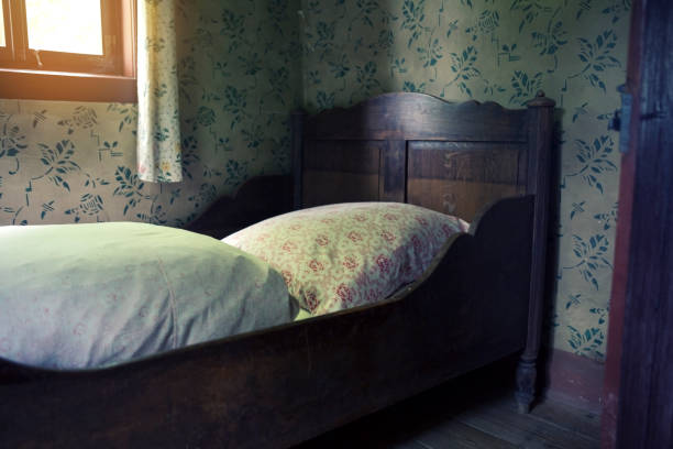 istock old wooden bed with fluffy pillow 836298748