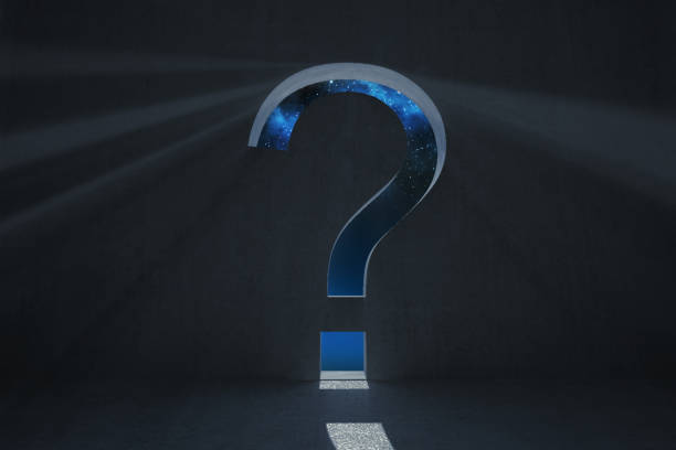 istock Question mark door in dark room 836300014