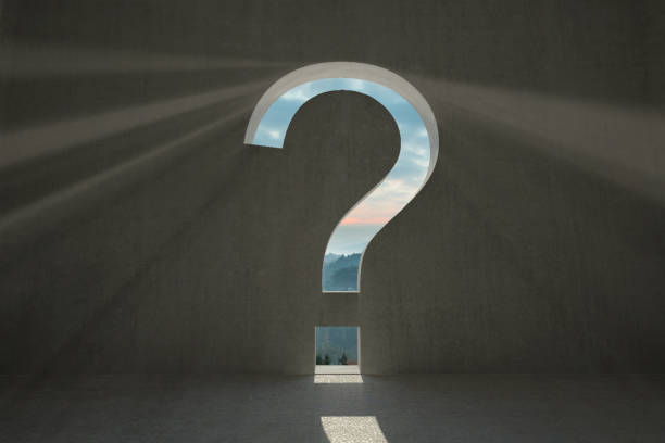istock Question mark door in dark room 836300052