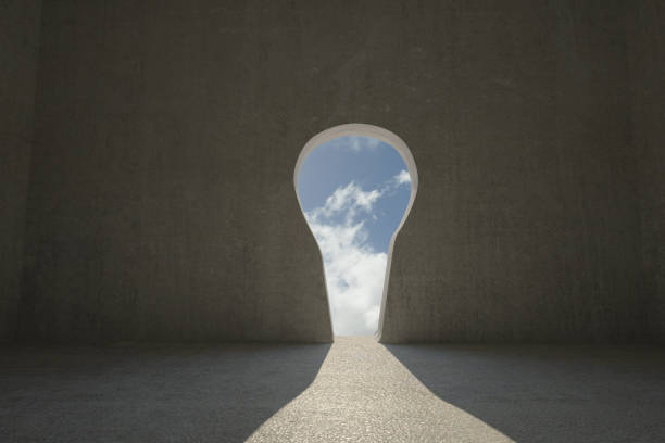 istock Keyhole door in dark room 836300106