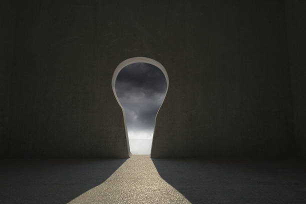 istock Keyhole door in dark room 836300140