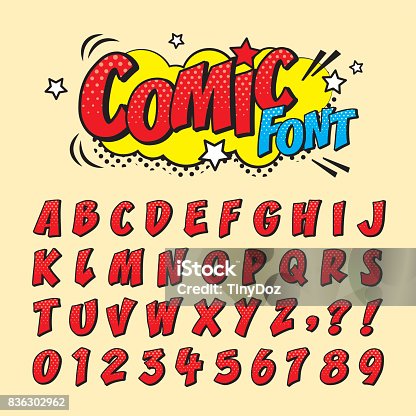 istock comic font_red 836302962