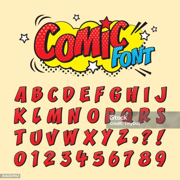 Comic Fontred Stock Illustration - Download Image Now - Cartoon, Typescript, Humor