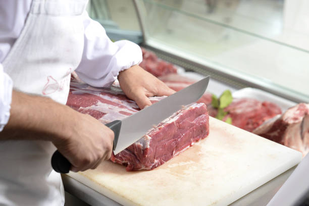 butcher meat cutter meat - carne talho imagens e fotografias de stock