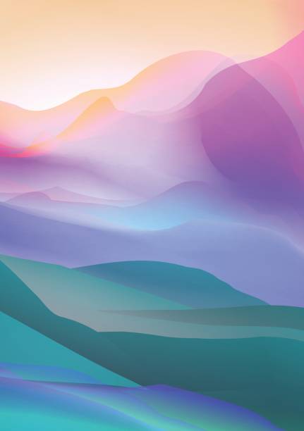 Sunset or Dawn Over Silk Mountains Landscape - Vector Illustration vector art illustration