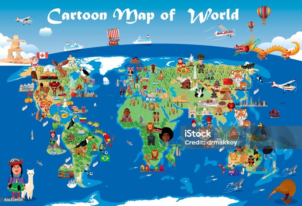 Cartoon map of world World Map stock vector