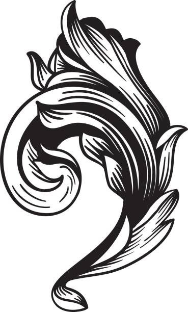 винтаж барокко викторианский свиток swirl acanthus филигранный flourish heraldry мотив - scroll shape corner victorian style silhouette stock illustrations