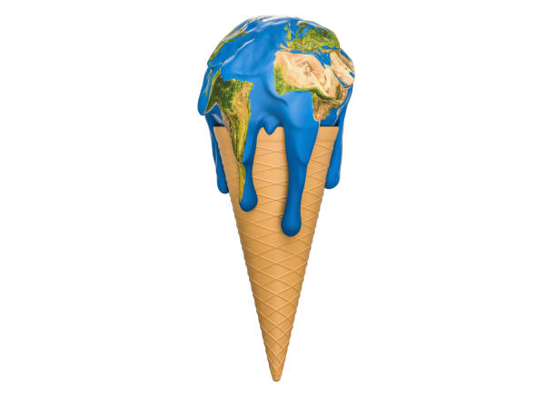 istock Global warming and climate change concept, ice cream earth melts 836340054