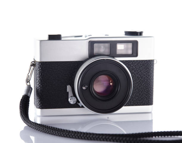 istock Vintage rangefinder film camera on white background 836350530