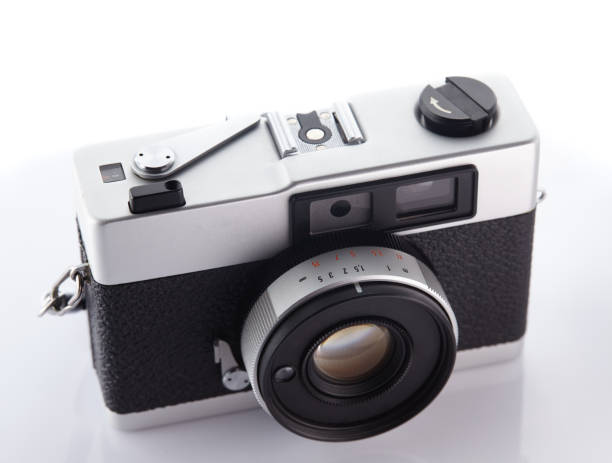 istock Vintage rangefinder film camera on white background 836350632