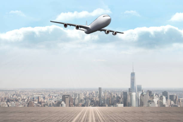 istock Composite image of flying airplane 836354696