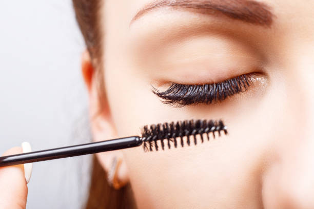 istock Eyelash Extension Procedure. Woman Eye with Long Eyelashes. Lashes, close up, macro, selective focus 836364958