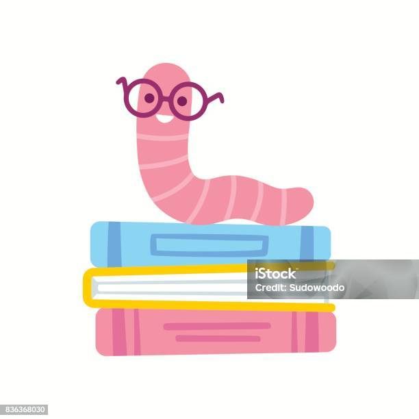 Bookworm Cartoon Illustration Stock Illustration - Download Image Now - Book, Reading, Worm