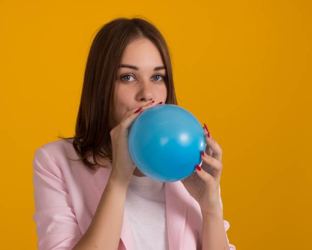 istock Young pretty girl with balloon, party 836368822
