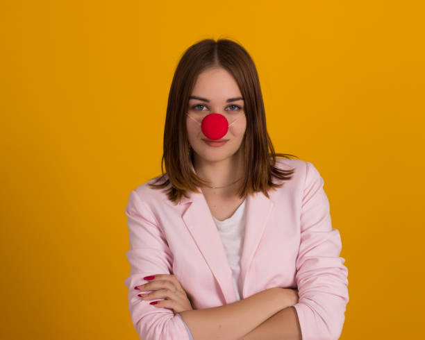istock Young cute girl as a clown, studio 836368838
