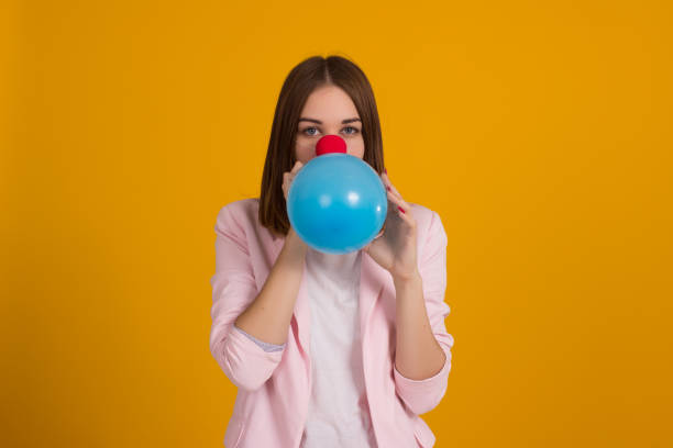 istock Young cute girl as a clown, studio 836368868
