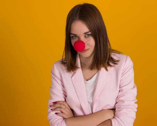 istock Young cute girl as a clown, studio 836368906
