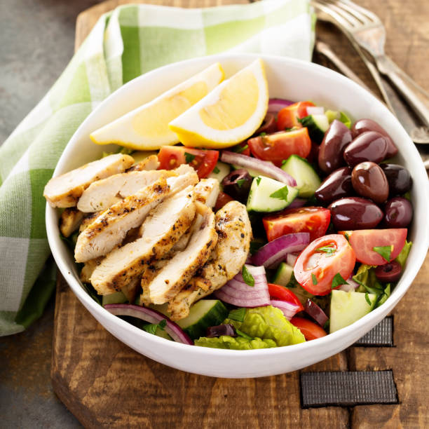 istock Grilled chicken and fresh vegetables chopped salad 836372058