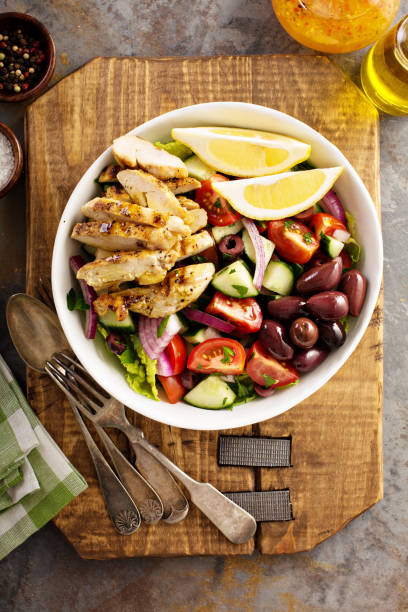 istock Grilled chicken and fresh vegetables chopped salad 836372652