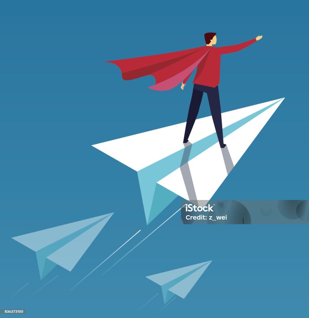 The leader of the paper plane Paper Airplane stock vector