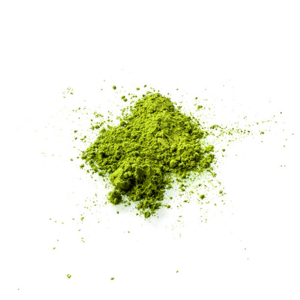 istock Matcha green tea powder on white background top view. 836380096